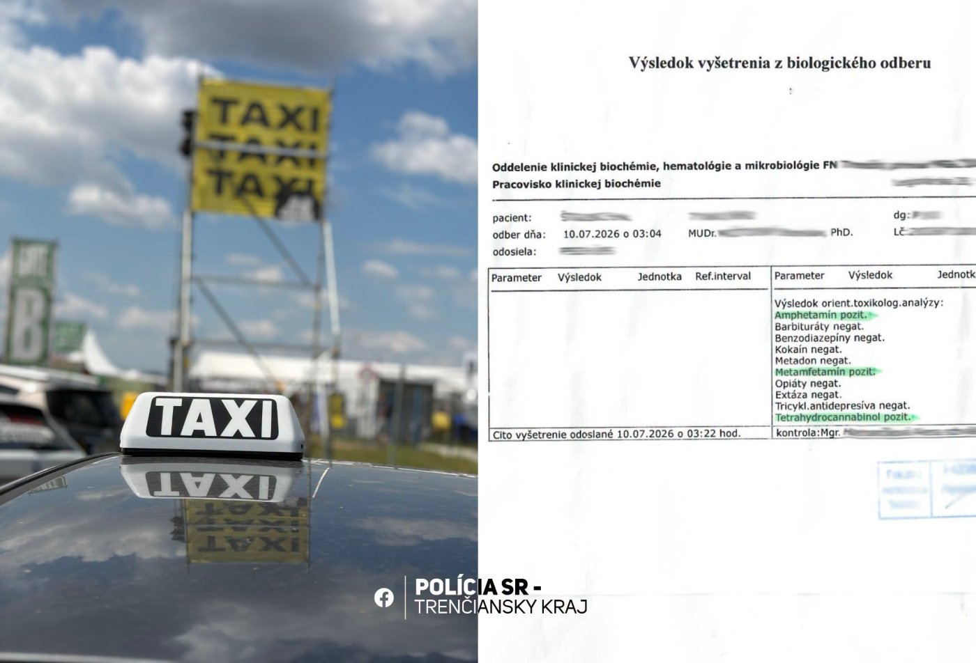 Taxikár viezol ľudí na festival Pohoda pod vplyvom drog. Policajti ho odhalili pri kontrole